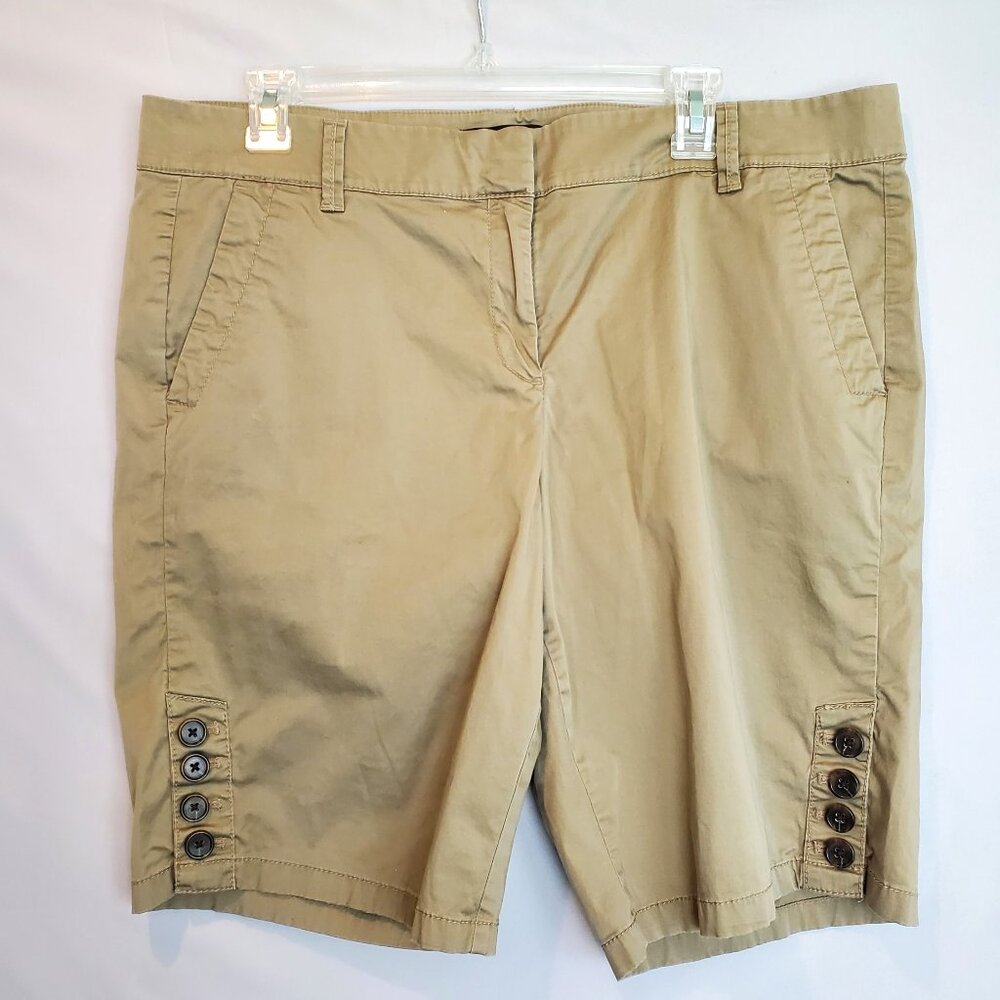 Ann Taylor Khaki Shorts Bermuda Walking Beach Neutral Chino Cotton Stretch 14